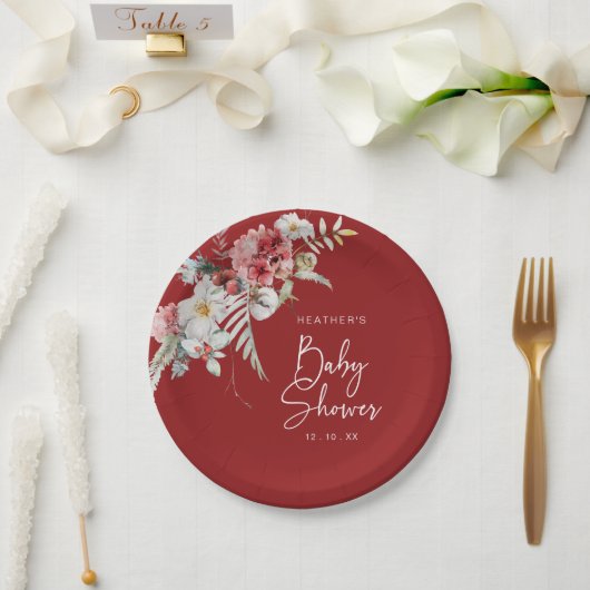 Kerst Baby Shower Papieren Bordje (Huwelijk)