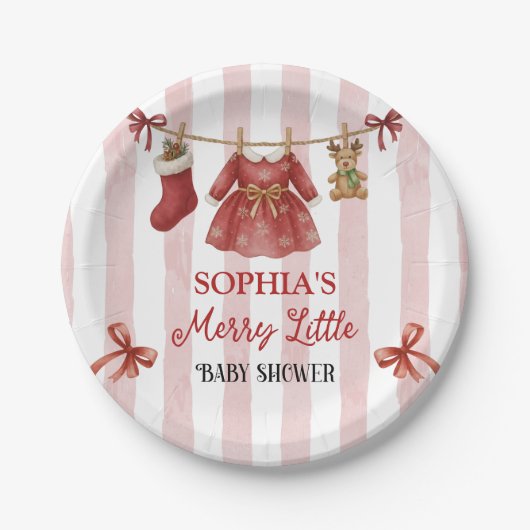 Kerst Baby Shower Papieren Bordje (Voorkant)