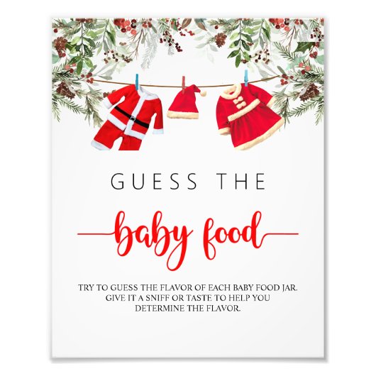 Kerst Baby shower Raad het Baby Voedselbord Foto Afdruk (Voorkant)