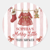 Kerst Baby Shower Ronde Sticker (Voorkant)