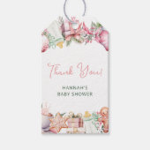 Kerst Baby shower Roze Dank u Favor Cadeaulabel (Voorkant)