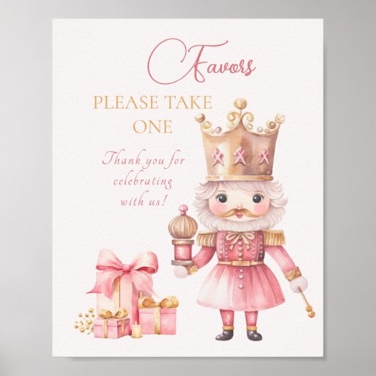 Kerst Baby shower: Roze Notenkraker Favors Poster (Voorkant)