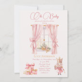 Kerst Baby shower: Roze Notenkraker Waterverf Kaart (Voorkant)