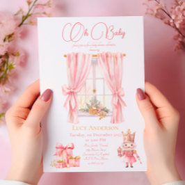 Kerst Baby shower: Roze Notenkraker Waterverf Kaart