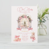 Kerst Baby shower: Roze Notenkraker Waterverf Kaart (Staand voorkant)