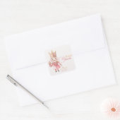 Kerst Baby shower Roze Notenkraker Waterverf Vierkante Sticker (Envelop)