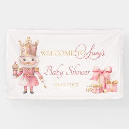 Kerst Baby shower: Roze Notenkraker Welkom Spandoek