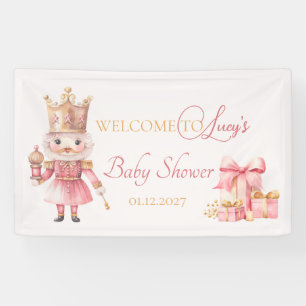 Kerst Baby shower: Roze Notenkraker Welkom Spandoek