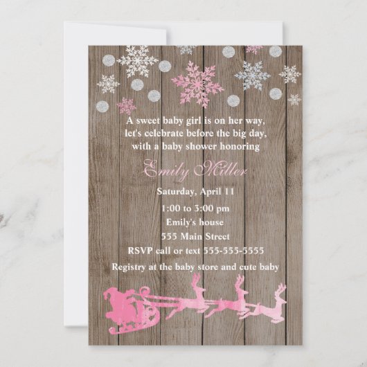 Kerst Baby shower Rustiek Uitnodiging (Voorkant)