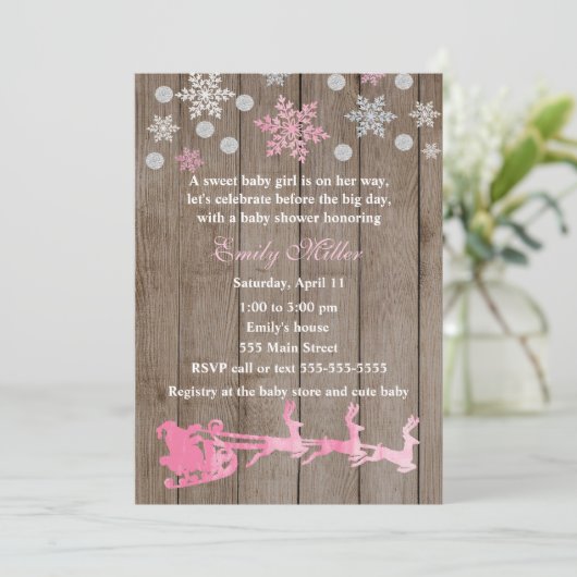 Kerst Baby shower Rustiek Uitnodiging (Staand voorkant)