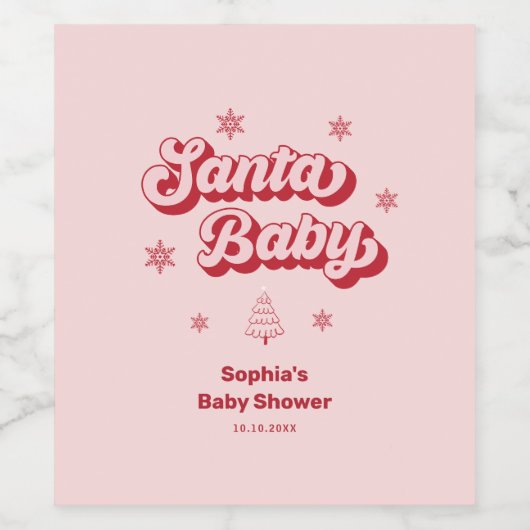 Kerst Baby shower Santa Baby Wijn Etiket (Enkel label)