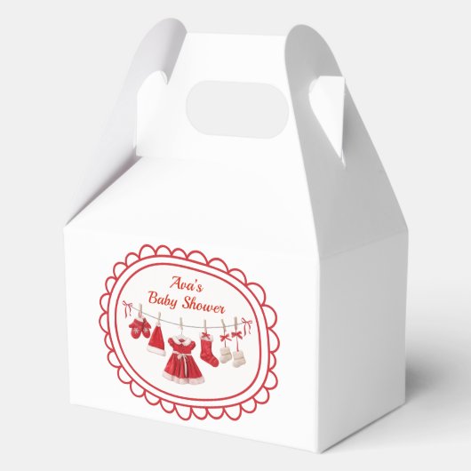 kerst-Baby shower | Santa Kleding Rood & Wit Bedankdoosjes (Voorkant)