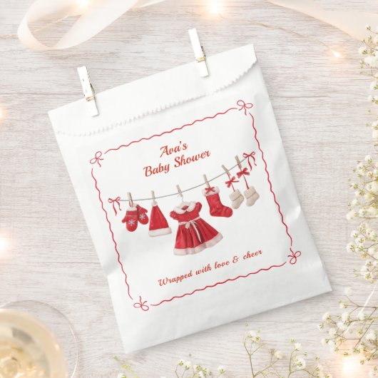 kerst-Baby shower | Santa Kleding Rood & Wit Bedankzakje (Geknipt)