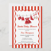 kerst-Baby shower | Santa Kleding Rood & Wit Kaart (Voorkant)