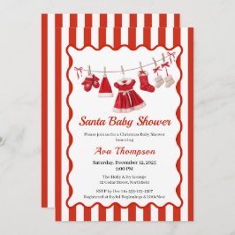 kerst-Baby shower | Santa Kleding Rood & Wit Kaart