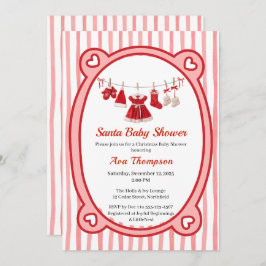 kerst-Baby shower | Santa Kleding Rood & Wit Kaart
