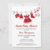 kerst-Baby shower | Santa Kleding Rood & Wit Kaart (Voorkant)