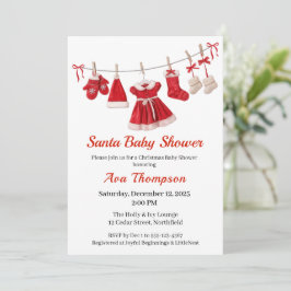 kerst-Baby shower | Santa Kleding Rood & Wit Kaart