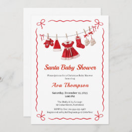 kerst-Baby shower | Santa Kleding Rood & Wit Kaart