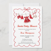 kerst-Baby shower | Santa Kleding Rood & Wit Kaart (Voorkant)