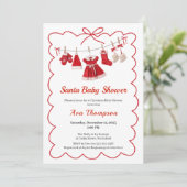 kerst-Baby shower | Santa Kleding Rood & Wit Kaart (Staand voorkant)