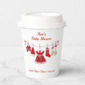 kerst-Baby shower | Santa Kleding Rood & Wit Papieren Bekers (Voorkant)