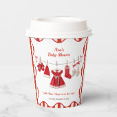 kerst-Baby shower | Santa Kleding Rood & Wit Papieren Bekers (Achterkant)