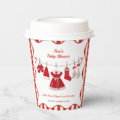 kerst-Baby shower | Santa Kleding Rood & Wit Papieren Bekers (Voorkant)