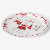 kerst-Baby shower | Santa Kleding Rood & Wit Papieren Bordje (Gekanteld)