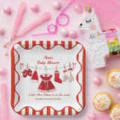 kerst-Baby shower | Santa Kleding Rood & Wit Papieren Bordje (Feest)