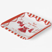 kerst-Baby shower | Santa Kleding Rood & Wit Papieren Bordje (Gebogen)