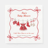 kerst-Baby shower | Santa Kleding Rood & Wit Servet (Voorkant)