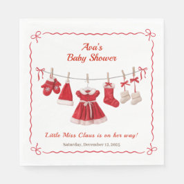 kerst-Baby shower | Santa Kleding Rood & Wit Servet