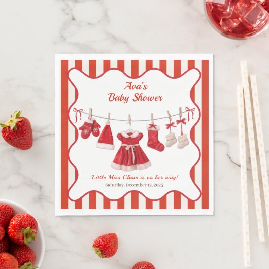 kerst-Baby shower | Santa Kleding Rood & Wit Servet (Insitu)