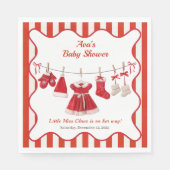 kerst-Baby shower | Santa Kleding Rood & Wit Servet (Voorkant)