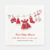 kerst-Baby shower | Santa Kleding Rood & Wit Servet (Voorkant)