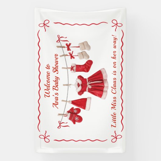 kerst-Baby shower | Santa Kleding Rood & Wit Spandoek (Verticaal)
