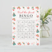 Kerst Baby shower spel - Vind de gast bingo Feestdagenkaart (Staand voorkant)