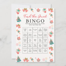 Kerst Baby shower spel - Vind de gast bingo
