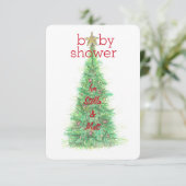 Kerst Baby Shower Uitnodiging - Baby Meisje (Staand voorkant)