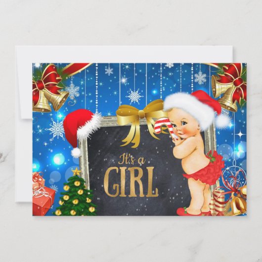 Kerst Baby shower Uitnodiging Baby Meisje (Voorkant)