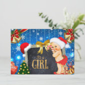 Kerst Baby shower Uitnodiging Baby Meisje (Staand voorkant)