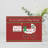 Kerst baby shower uitnodiging Vrolijk kerstfeest (Staand voorkant)