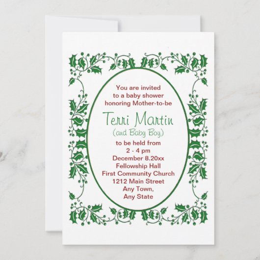 Kerst baby shower uitnodiging Vrolijk kerstfeest (Achterkant)