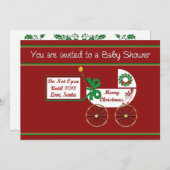 Kerst baby shower uitnodiging Vrolijk kerstfeest (Voorkant / Achterkant)