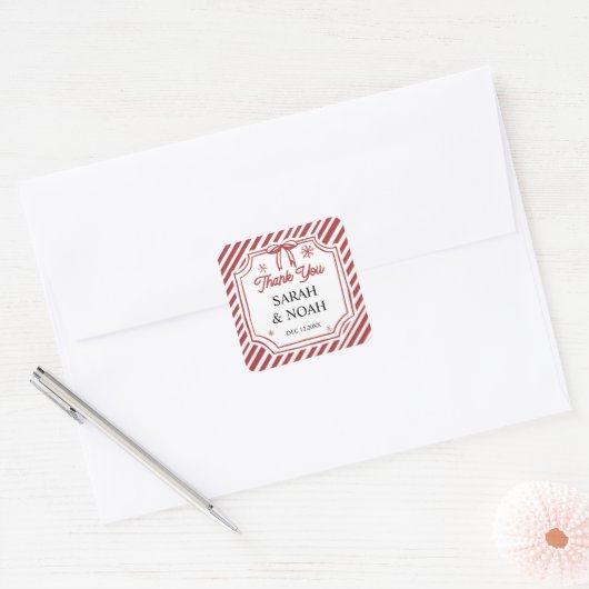 Kerst Baby Shower Vierkante Sticker (Envelop)