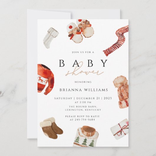 Kerst Baby shower winter Kaart (Voorkant)