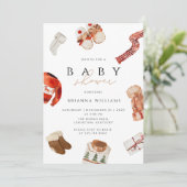 Kerst Baby shower winter Kaart (Staand voorkant)