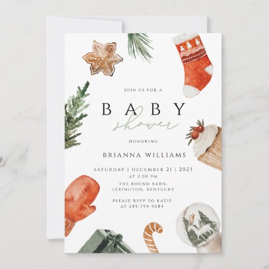 Kerst Baby shower winter Kaart (Voorkant)
