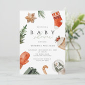 Kerst Baby shower winter Kaart (Staand voorkant)